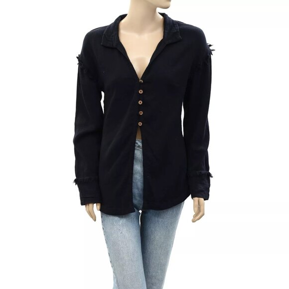 Free People Endless Summer Buttondown Shirt Tunic Top Long Sleeve XS NEW 263741 - Picture 1 of 4